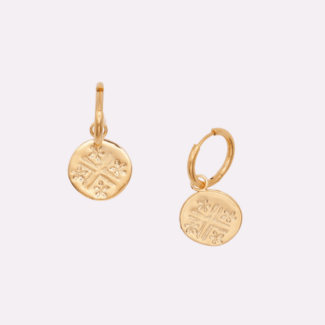 Boucles d'oreilles pièce gravée vintage