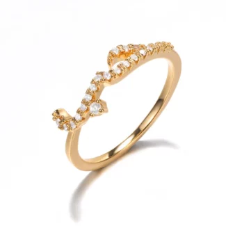 Archive bague Hob en acier doré et zircon Taille 55